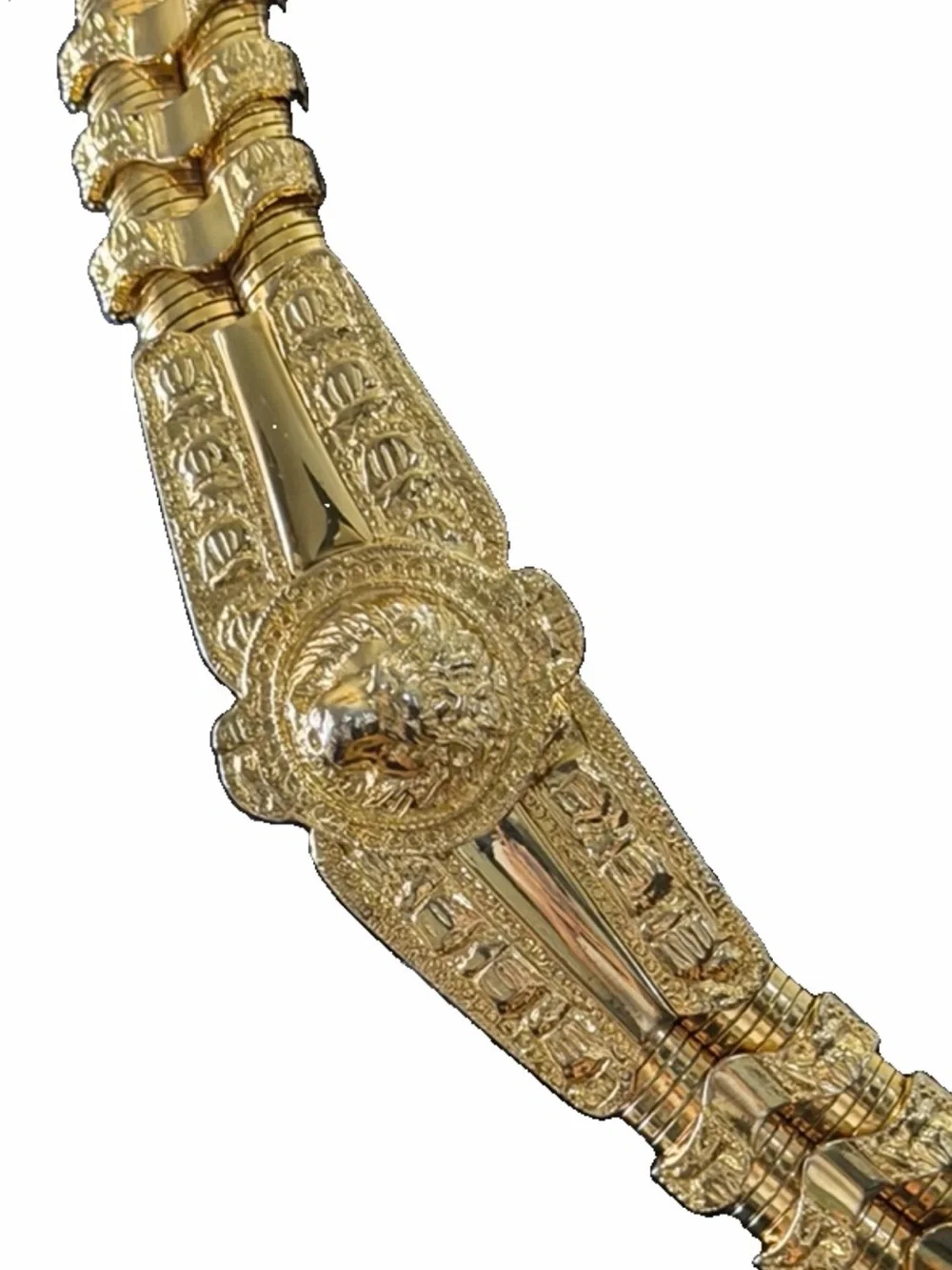 JUDITH LEIBER Luxury Vtg Gold Stretch Double Snake Statement Belt Lion Buckle